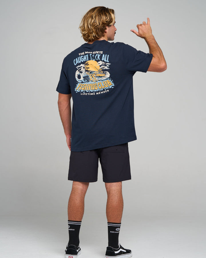 CAUGHT FK ALL JAW | SS TEE - NAVY