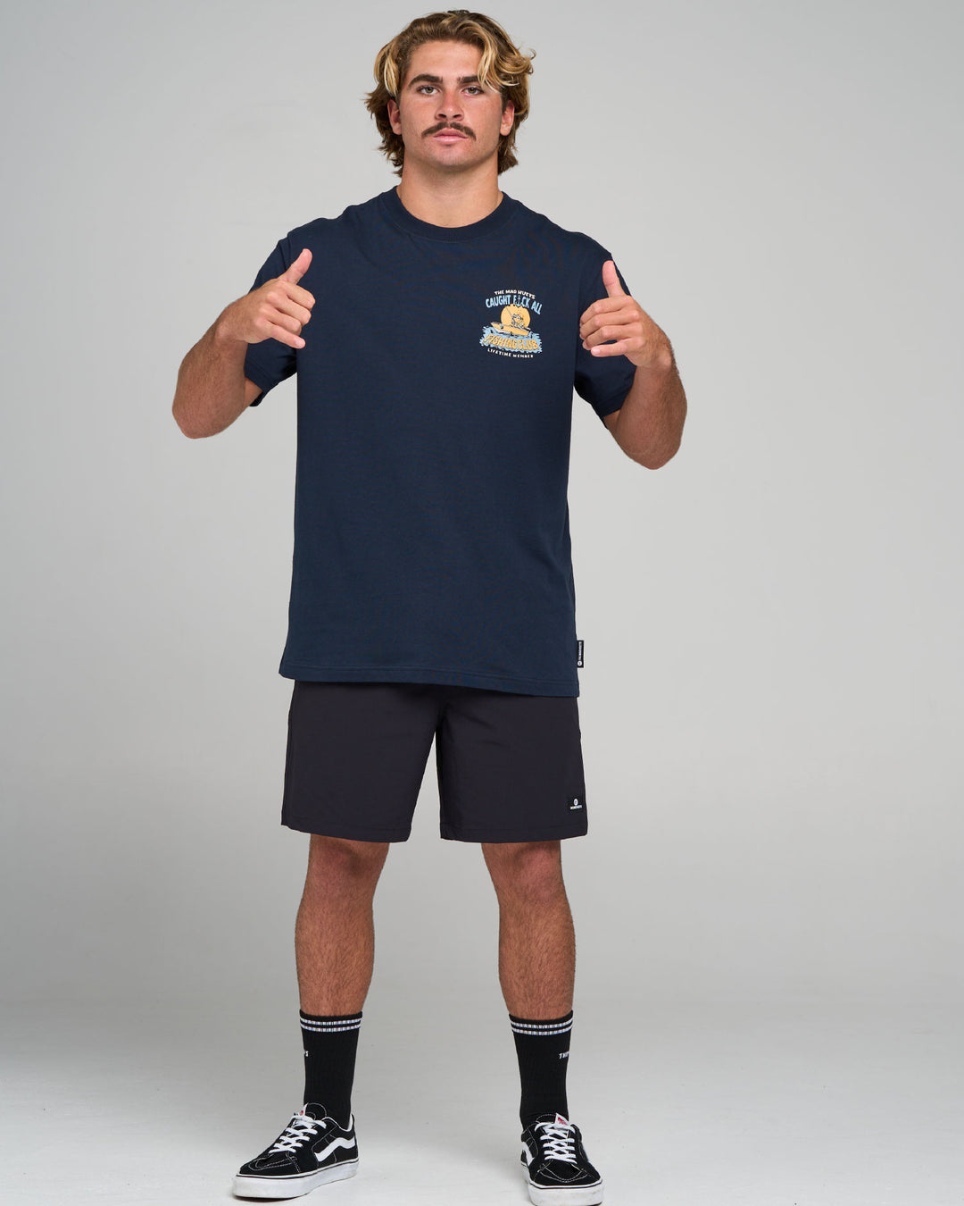 CAUGHT FK ALL JAW | SS TEE - NAVY