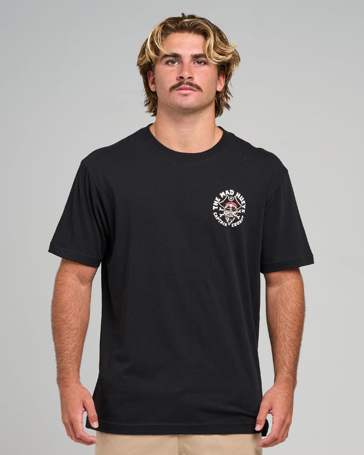 STUMBLING CAPTAIN COOKED | SS TEE - BLACK
