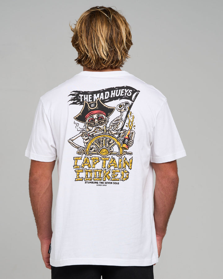 STUMBLING CAPTAIN COOKED | SS TEE - WHITE