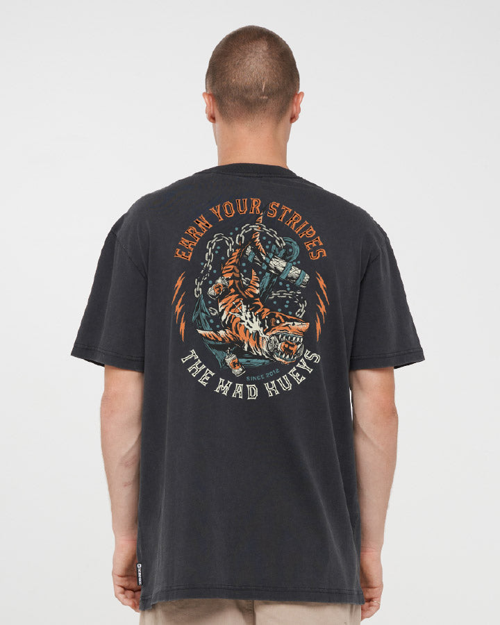 EARN STRIPES | SS TEE - WASHED BLACK