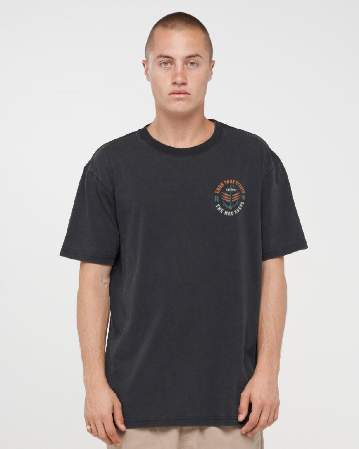 EARN STRIPES | SS TEE - WASHED BLACK