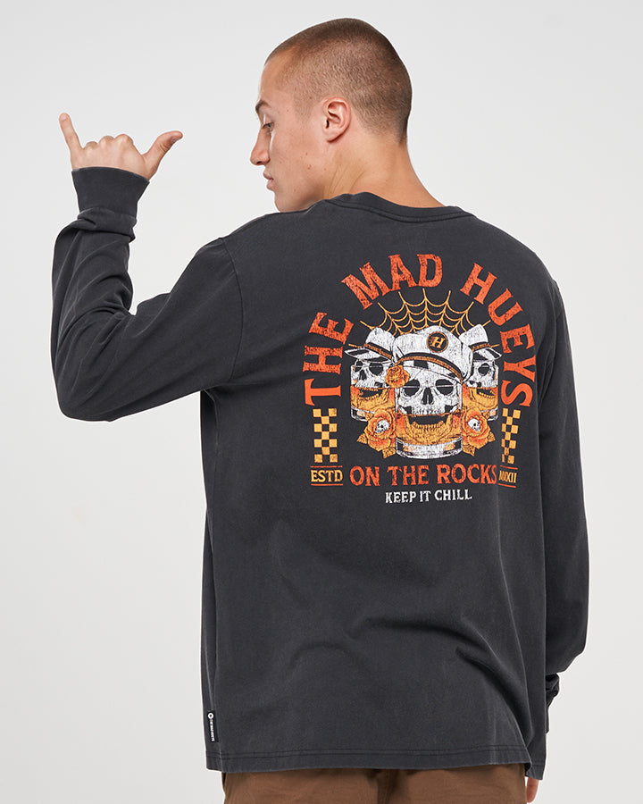 TRIPLE ON THE ROCKS | LS TEE - WASHED BLACK