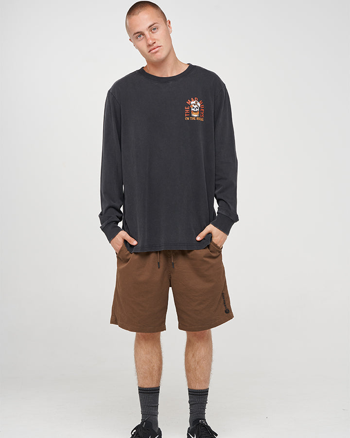 TRIPLE ON THE ROCKS | LS TEE - WASHED BLACK
