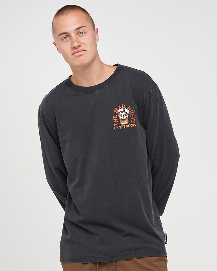 TRIPLE ON THE ROCKS | LS TEE - WASHED BLACK