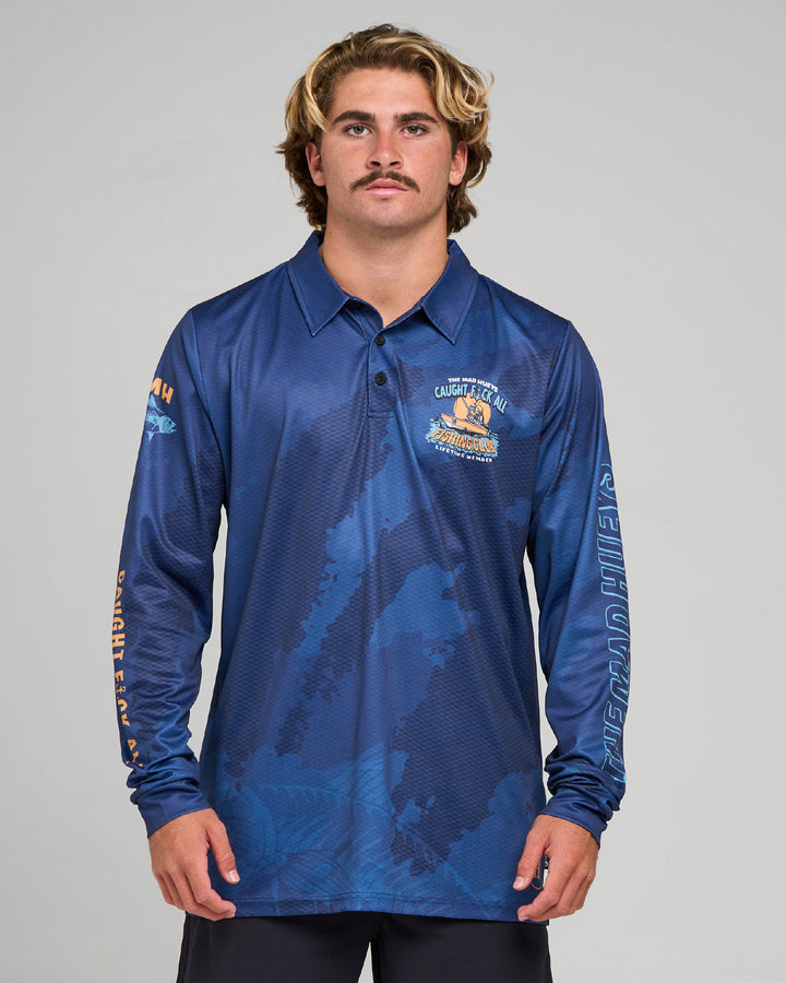 CAUGHT FK ALL JAW | UPF 50+ FISHING JERSEY - NAVY