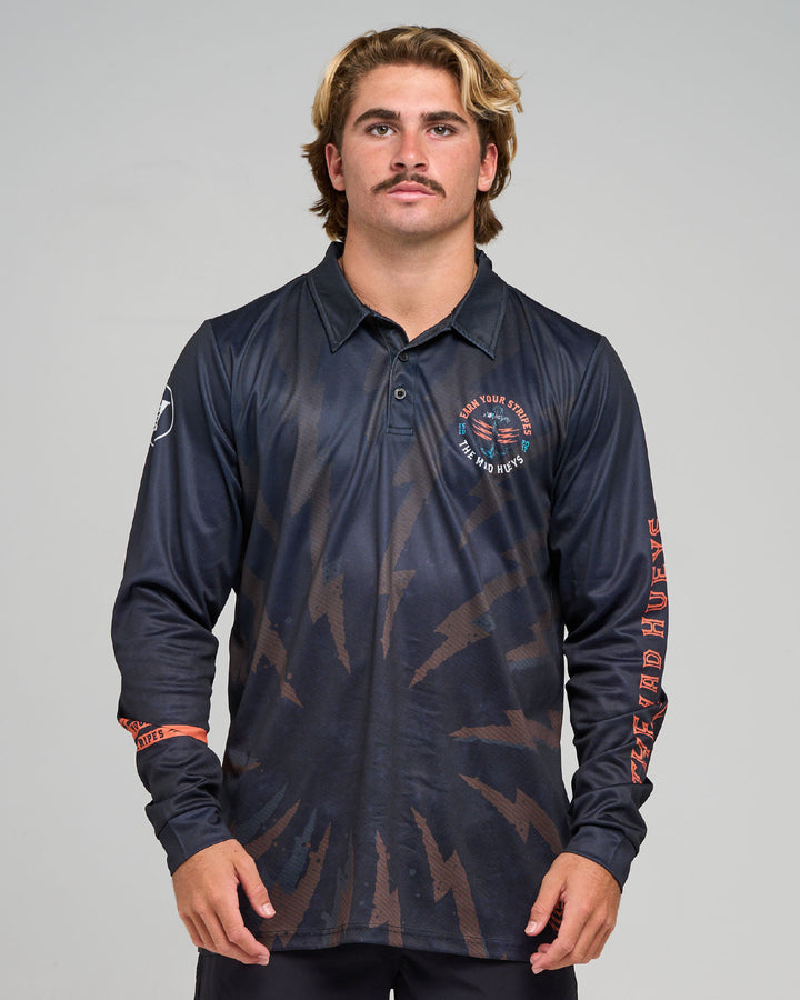 EARN STRIPES | UPF 50+ FISHING JERSEY - BLACK