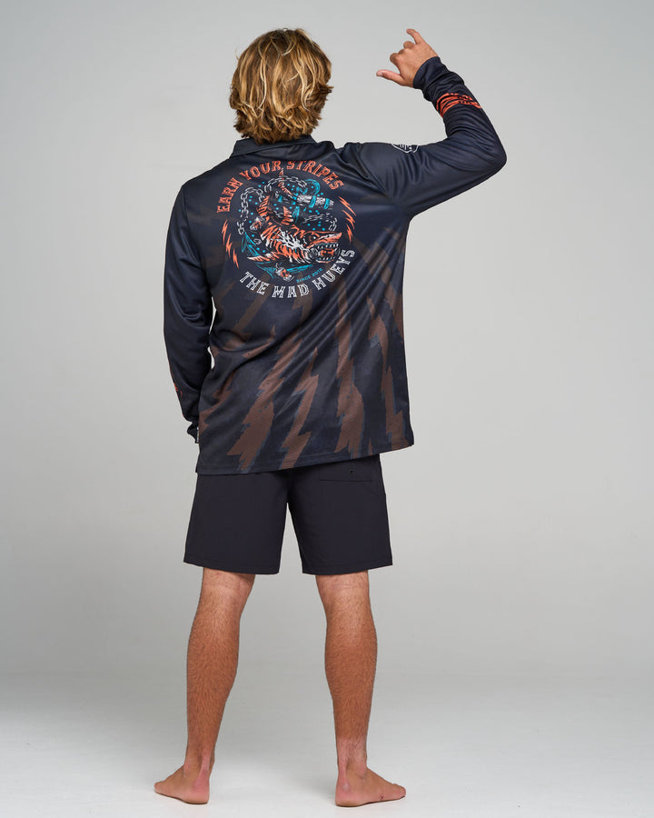 EARN STRIPES | UPF 50+ FISHING JERSEY - BLACK