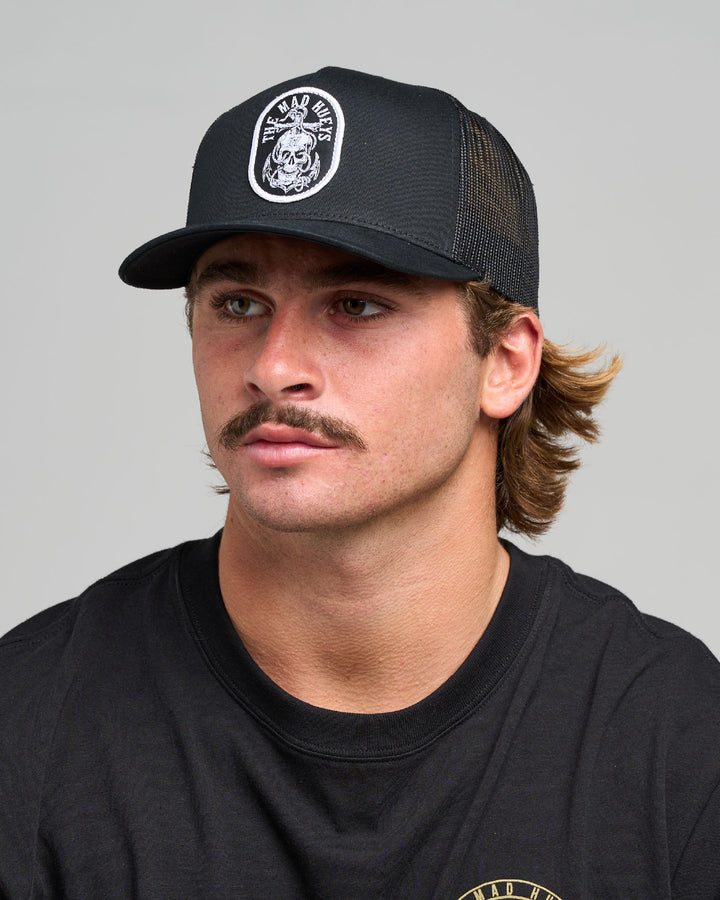 ROPE SKULL ANCHOR | TWILL TRUCKER - BLACK