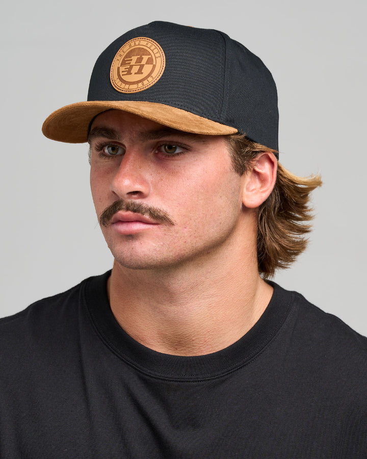 SUEDE HUEYS | TWILL SNAPBACK - BLACK