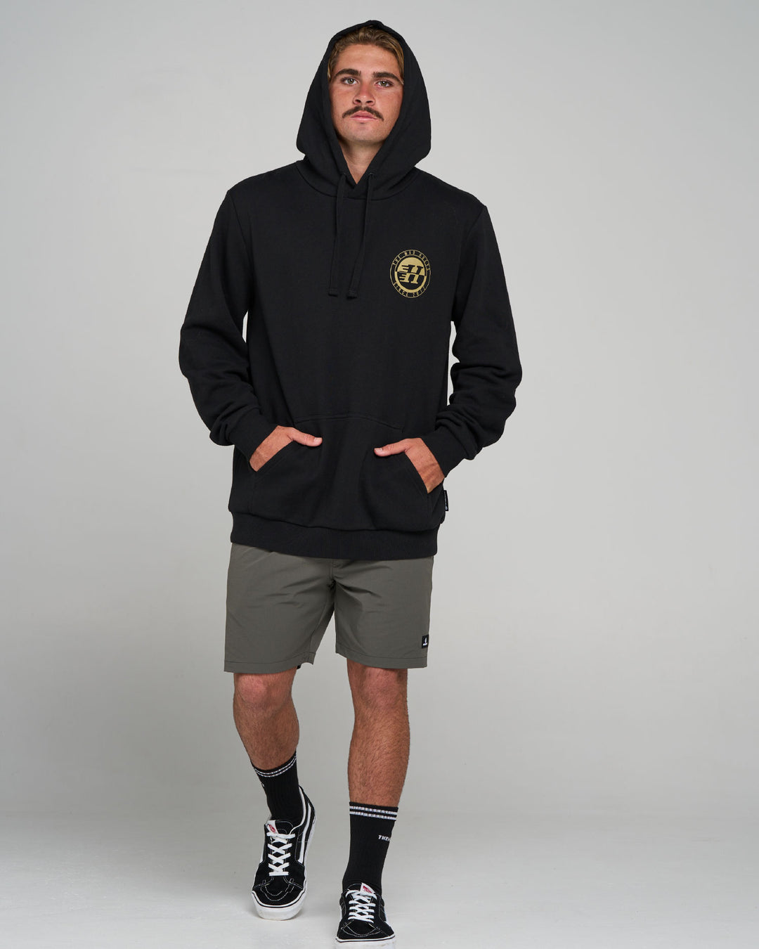 H SERIES SPLIT | HOODED PULLOVER - BLACK