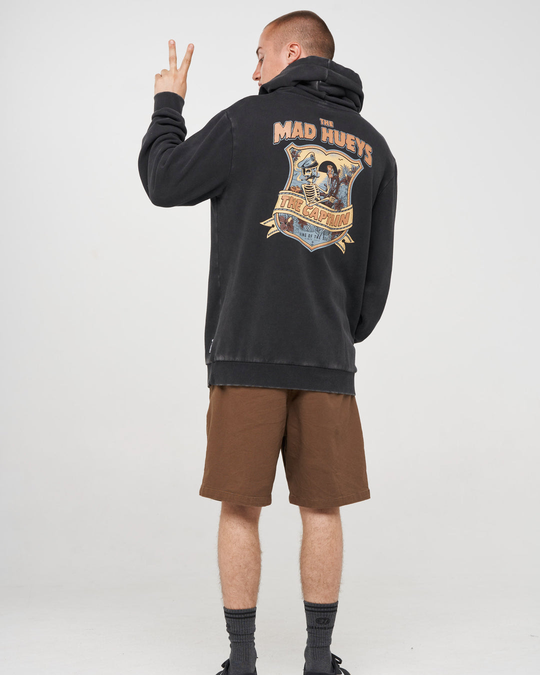 CAPTAIN TWO FACED | HOODED PULLOVER - WASHED BLACK