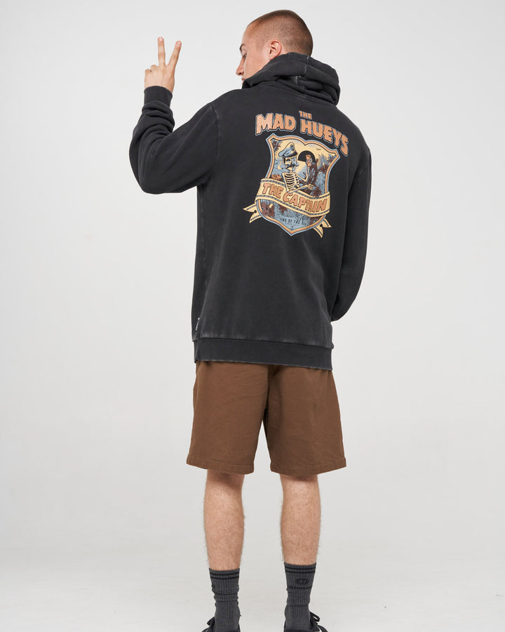 CAPTAIN TWO FACED | HOODED PULLOVER - WASHED BLACK