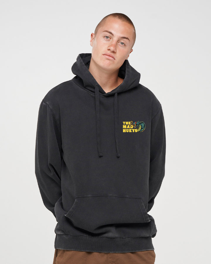 FROTHY FANGING | HOODED PULLOVER - WASHED BLACK