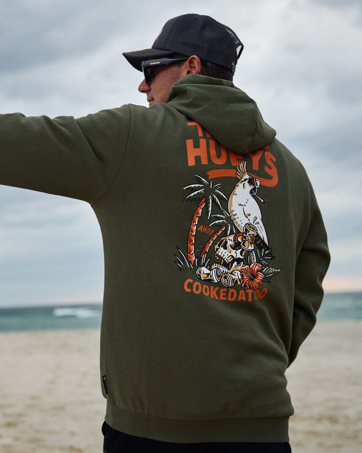 COOKEDATOO AHOY | HOODED PULLOVER - OLIVE