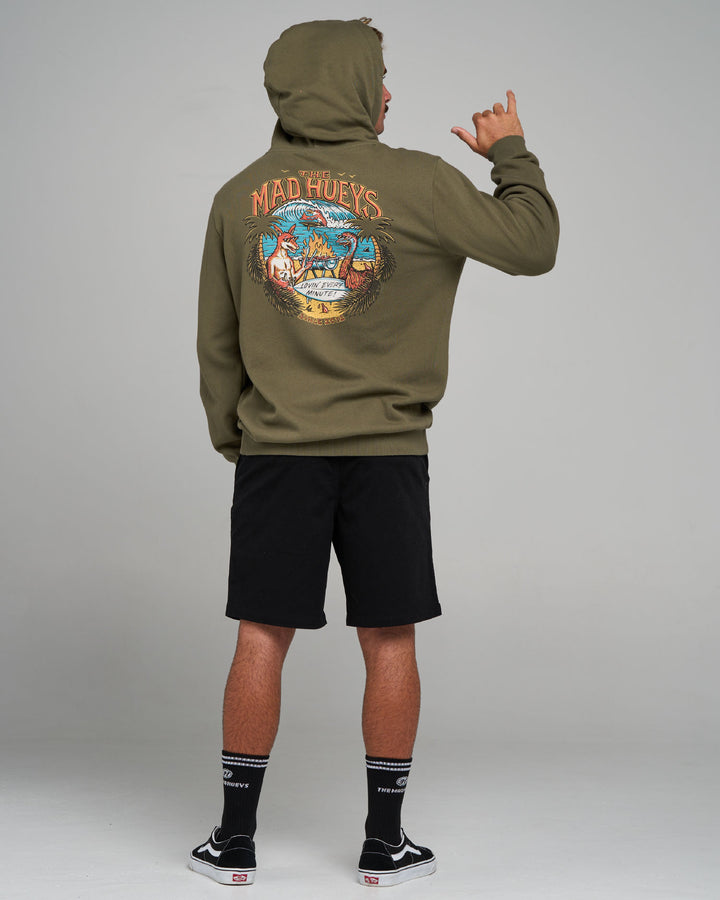 LOVING EVERY BBQ | HOODED PULLOVER - OLIVE