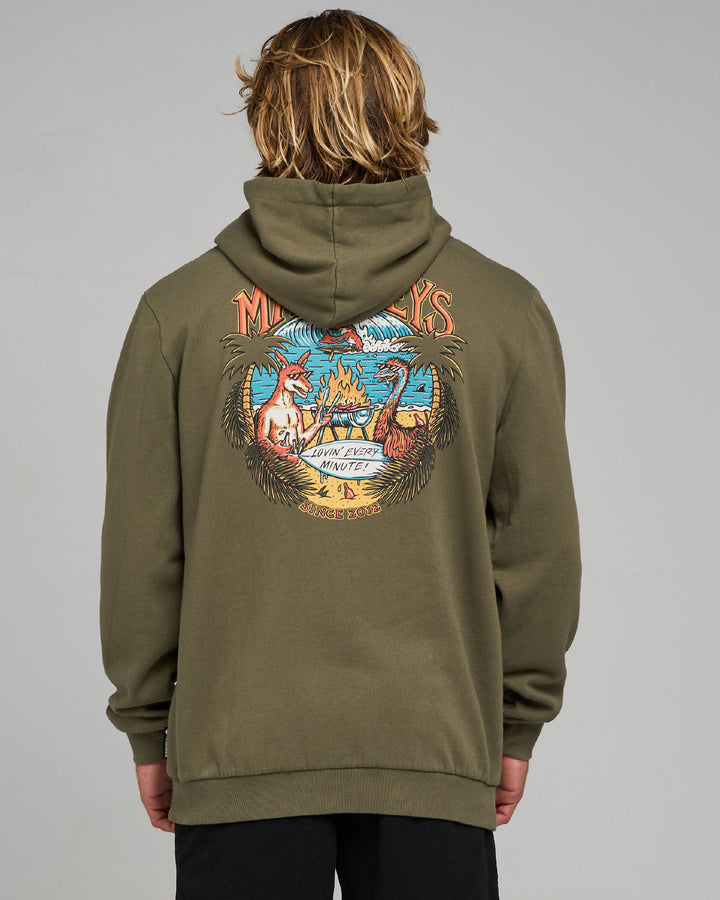 LOVING EVERY BBQ | HOODED PULLOVER - OLIVE
