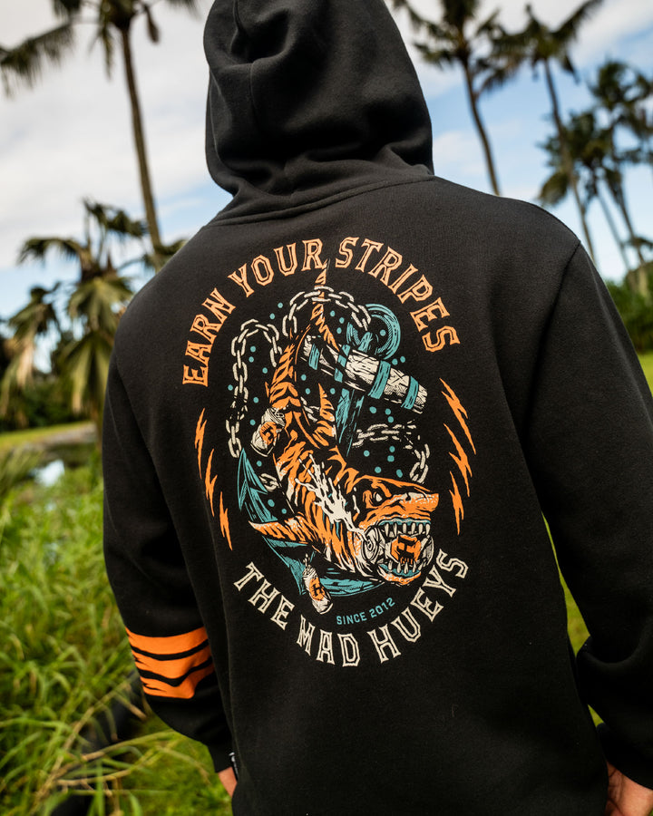 EARN STRIPES | HOODED PULLOVER - BLACK