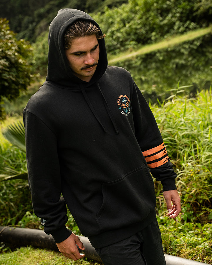 EARN STRIPES | HOODED PULLOVER - BLACK