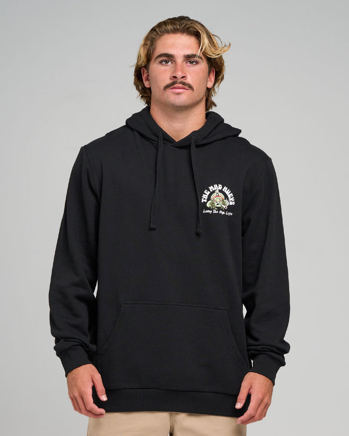 STONED FISH | HOODED PULLOVER - BLACK