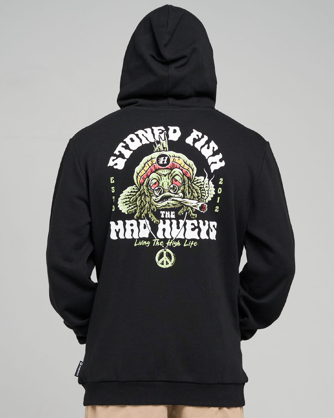 STONED FISH | HOODED PULLOVER - BLACK