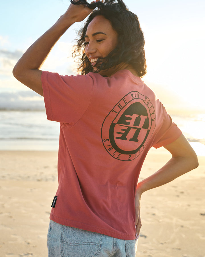 H SERIES SPLIT | WOMENS SS TEE - DUSTY ROSE