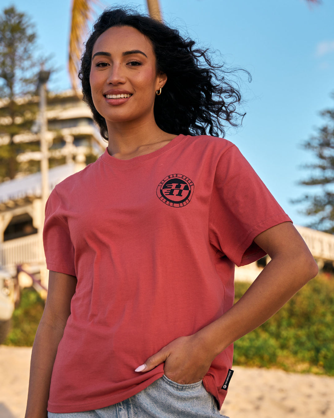H SERIES SPLIT | WOMENS SS TEE - DUSTY ROSE