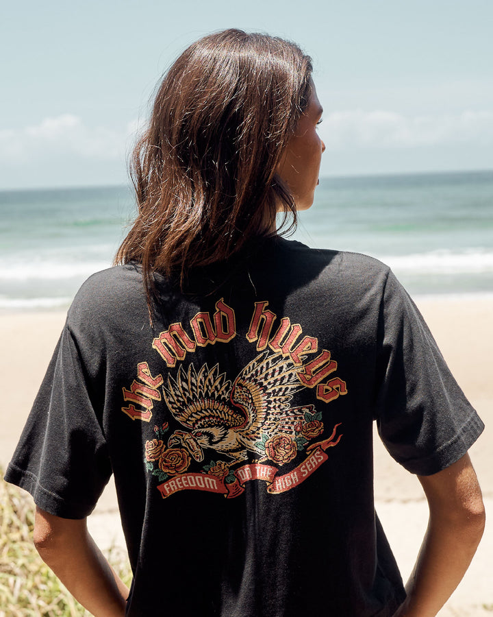 HIGH SEAS HUEYS | WOMENS BOXY TEE - BLACK