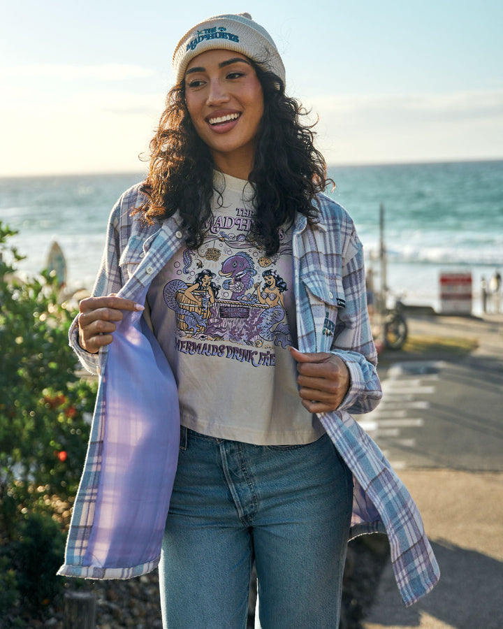 MERMAIDS DRINK FREE | WOMENS BOXY TEE - STONE