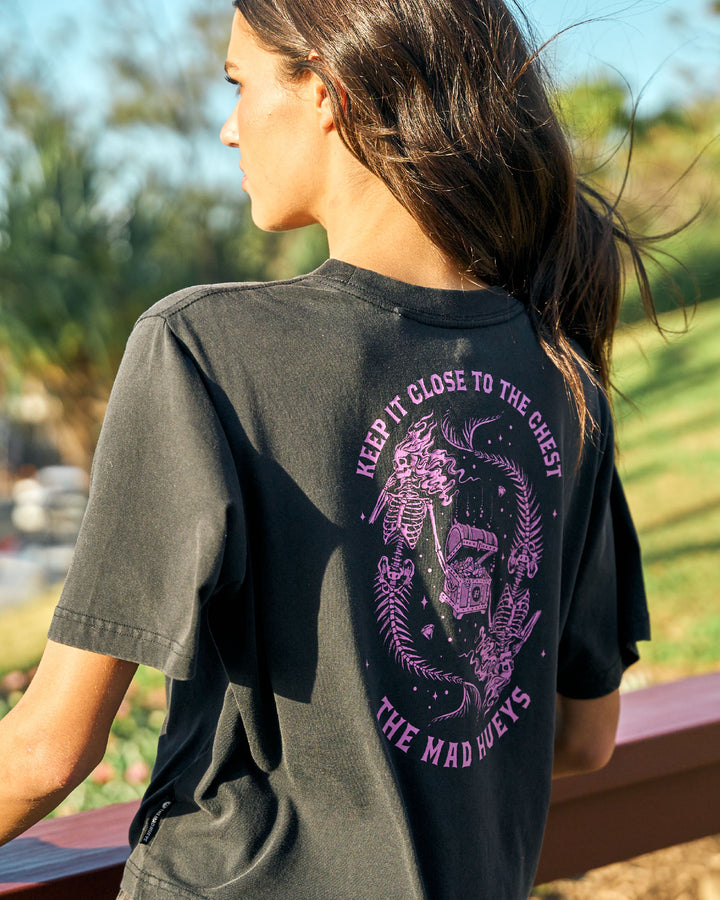 CLOSE CHEST | WOMENS BOXY TEE - WASHED BLACK