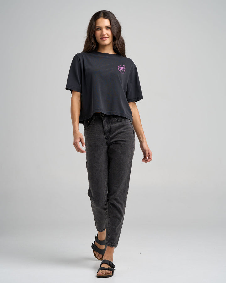 CLOSE CHEST | WOMENS BOXY TEE - WASHED BLACK