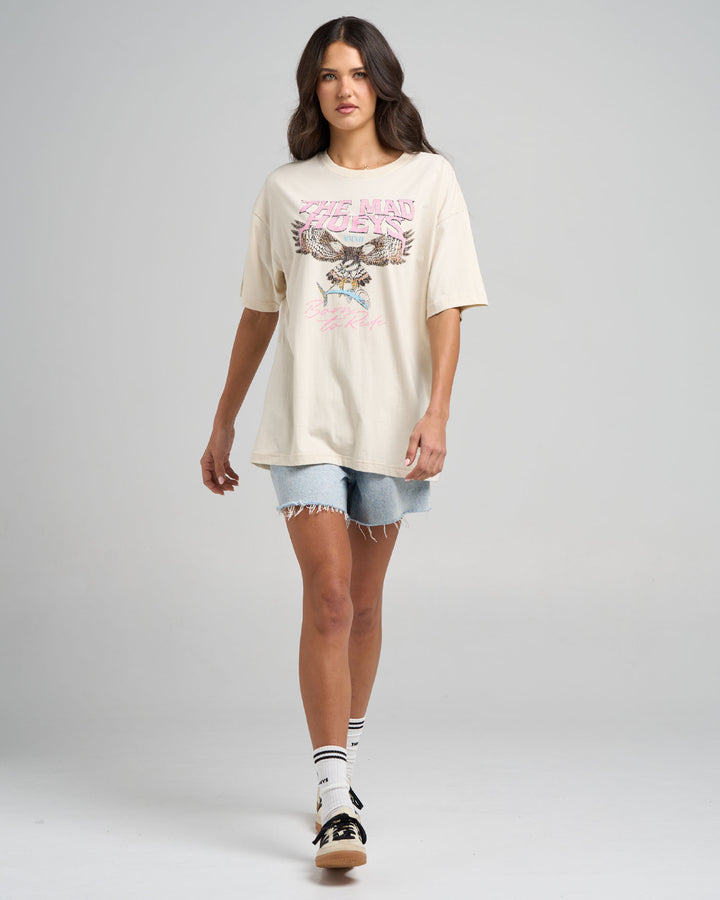 BORN TO HUEYS | WOMENS OVERSIZED TEE - STONE