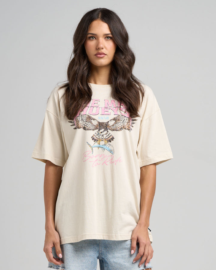BORN TO HUEYS | WOMENS OVERSIZED TEE - STONE