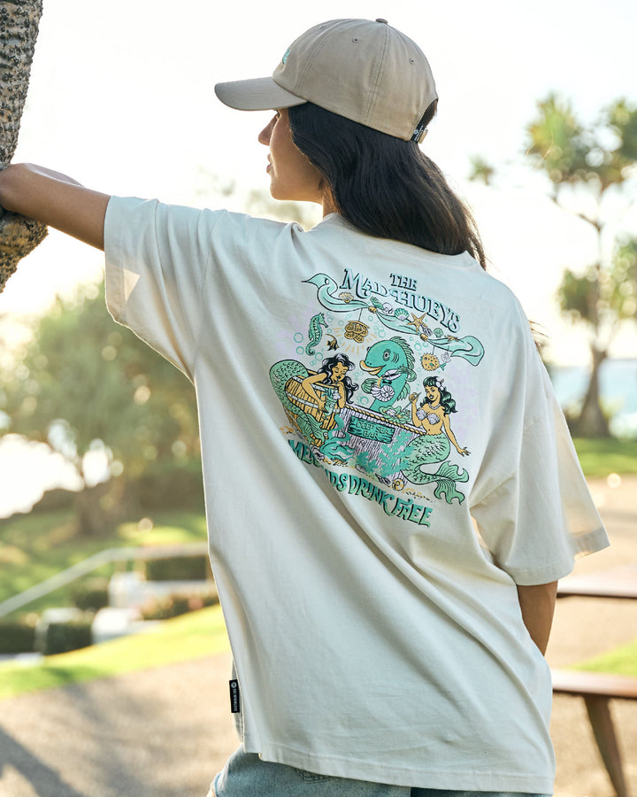 MERMAIDS DRINK FREE | WOMENS OVERSIZED TEE - STONE