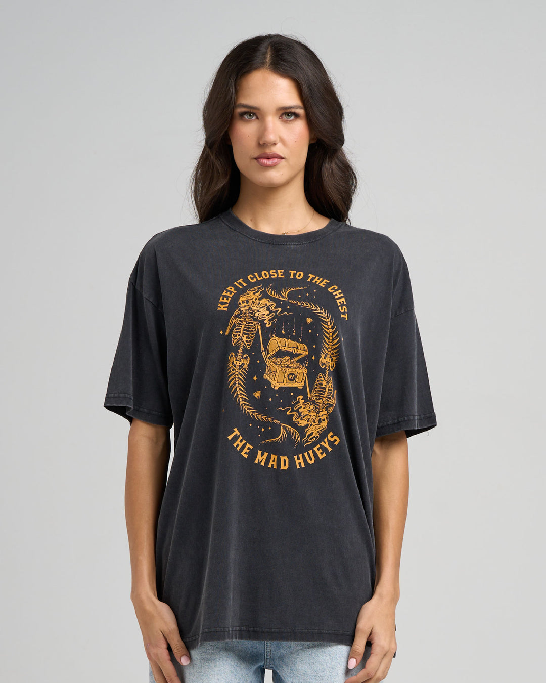 CLOSE CHEST | WOMENS OVERSIZED TEE - WASHED BLACK