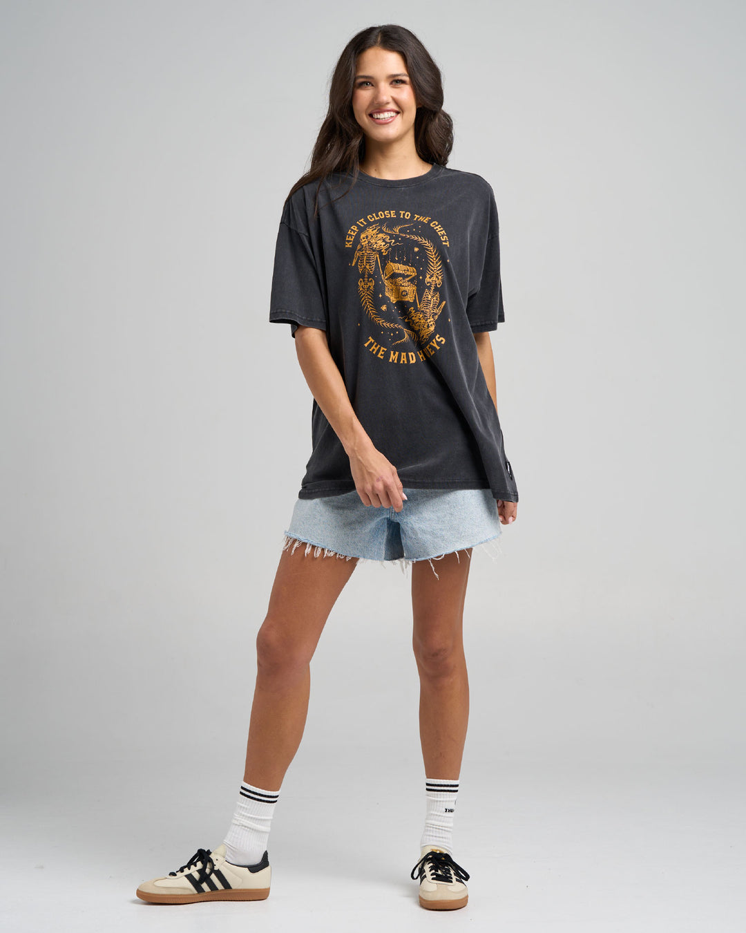 CLOSE CHEST | WOMENS OVERSIZED TEE - WASHED BLACK