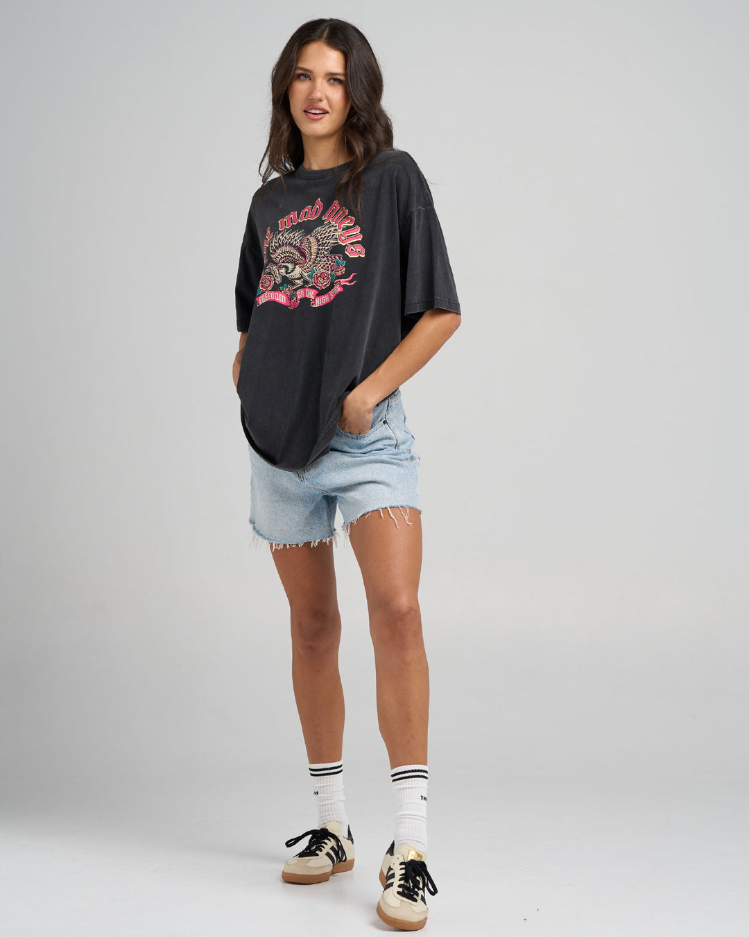 HIGH SEAS HUEYS | WOMENS OVERSIZED TEE - WASHED BLACK
