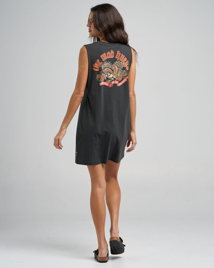 HIGH SEAS HUEYS | WOMENS MUSCLE BEACH DRESS - VINTAGE BLACK