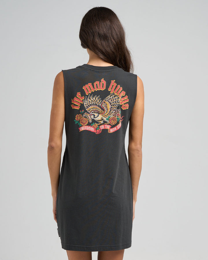 HIGH SEAS HUEYS | WOMENS MUSCLE BEACH DRESS - VINTAGE BLACK
