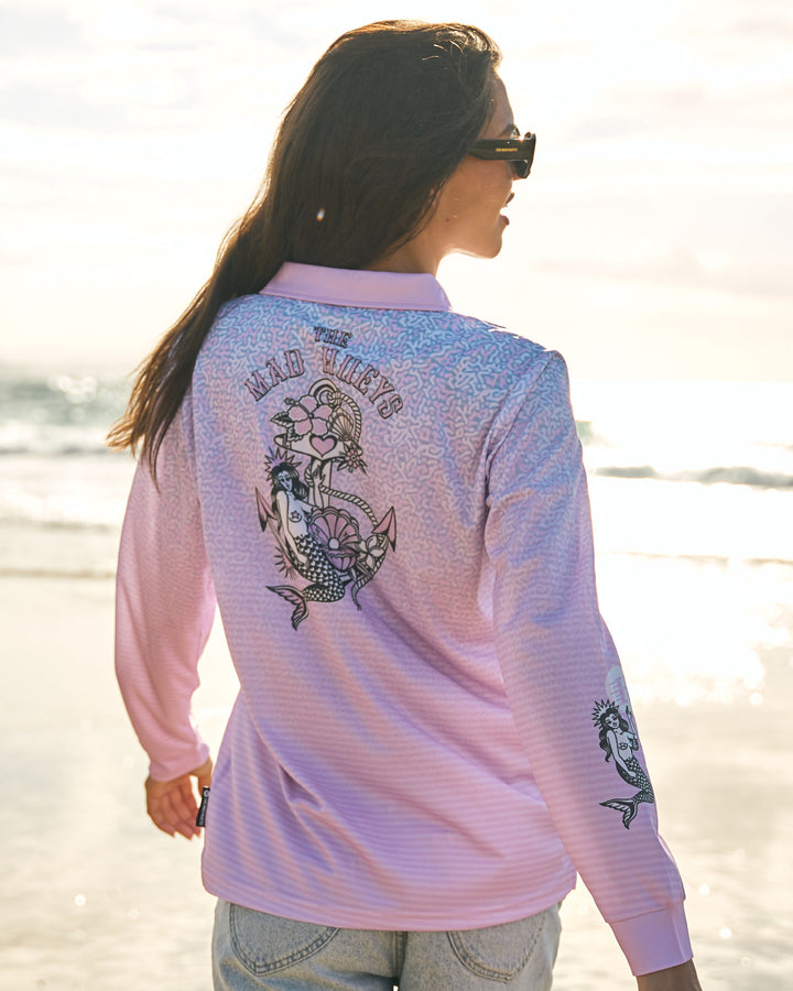 MERMAID ANCHOR | WOMENS UPF 50+ FISHING JERSEY - PINK