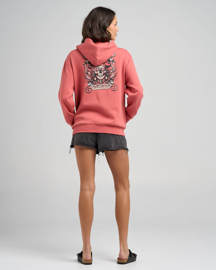 PIRATES LIFE | WOMENS HOODED PULLOVER - DUSTY ROSE