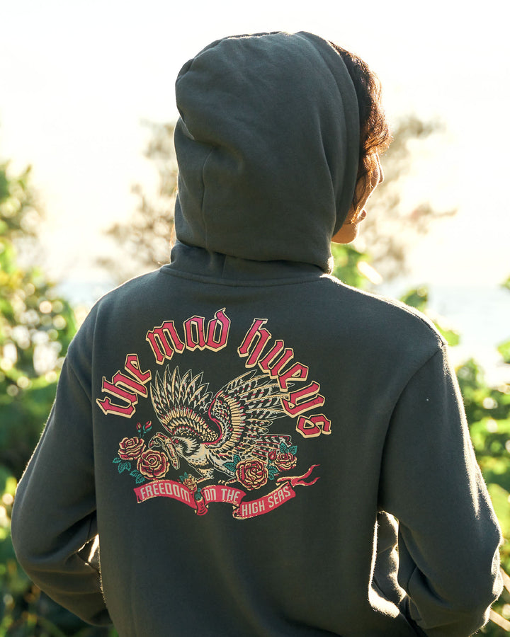 HIGH SEAS HUEYS | WOMENS HOODED PULLOVER - CHARCOAL