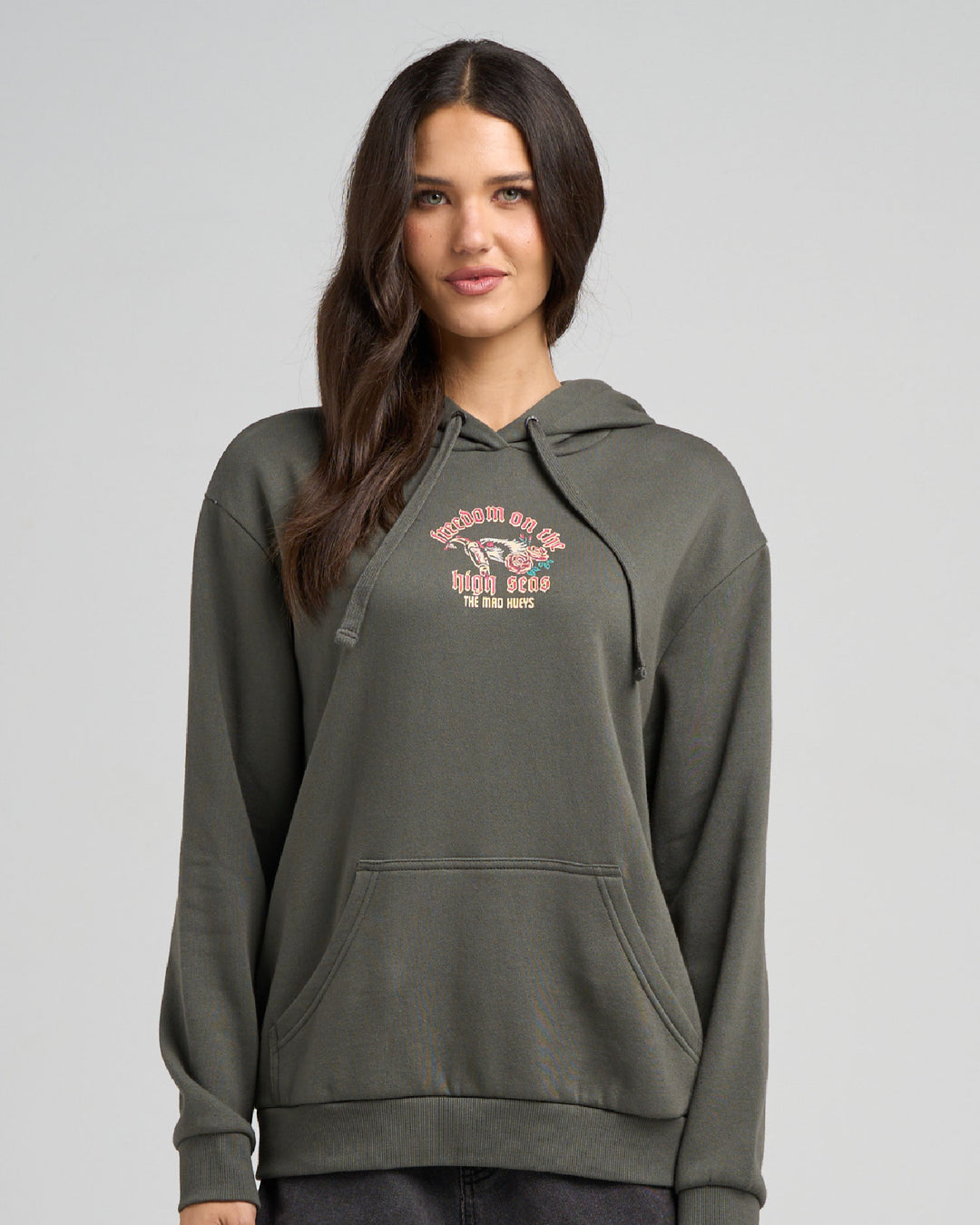 HIGH SEAS HUEYS | WOMENS HOODED PULLOVER - CHARCOAL