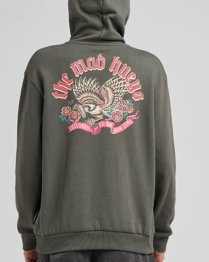 HIGH SEAS HUEYS | WOMENS HOODED PULLOVER - CHARCOAL