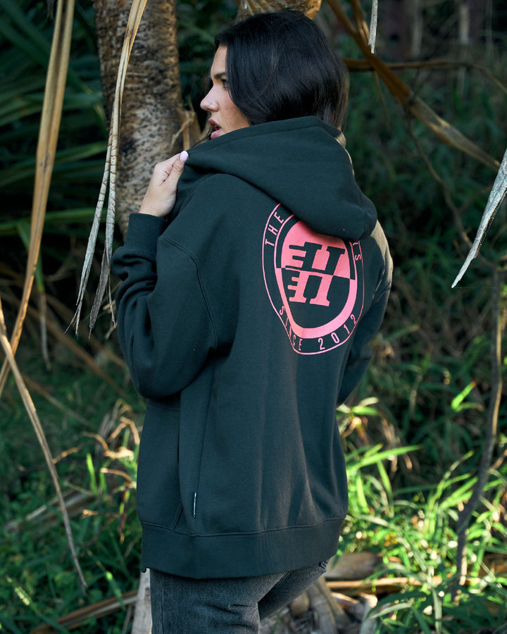 H SERIES SPLIT | WOMENS HOODED ZIP THRU - VINTAGE BLACK