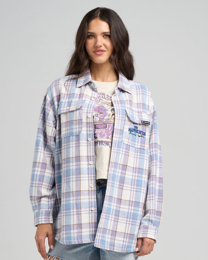 MERMAIDS DRINK FREE | WOMENS OVERSIZED SHACKET - LAVENDER
