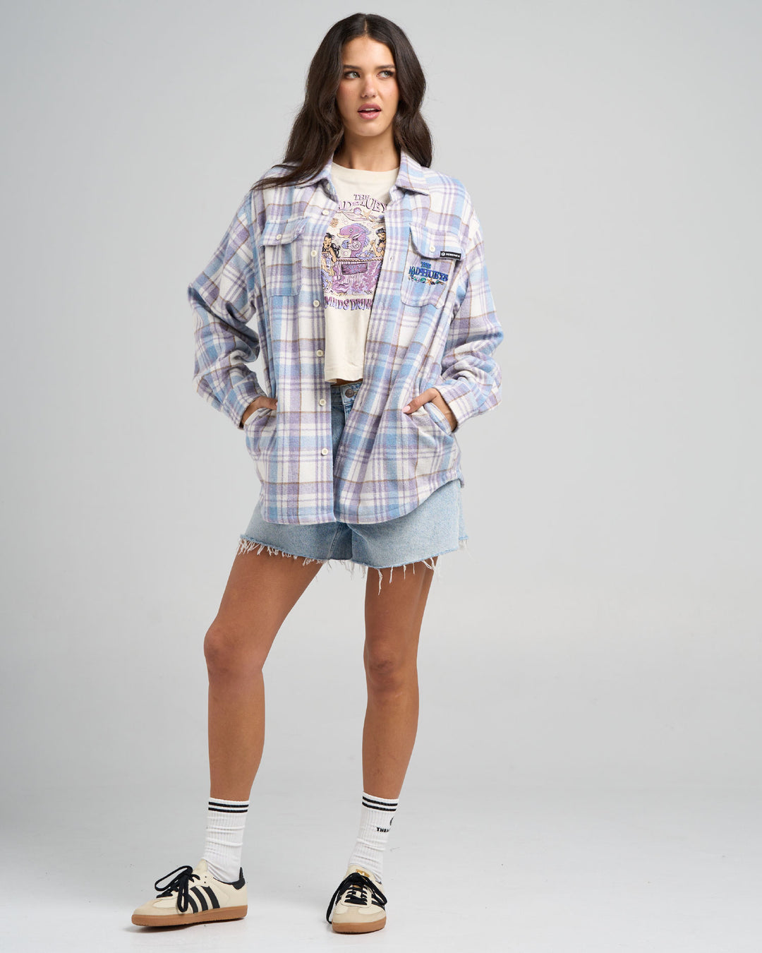 MERMAIDS DRINK FREE | WOMENS OVERSIZED SHACKET - LAVENDER