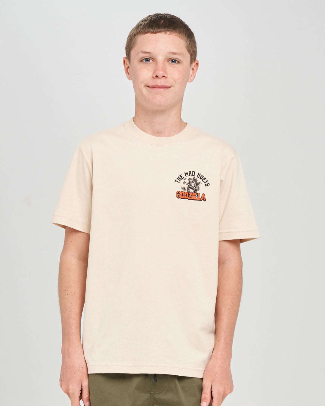 The Mad Hueys Codzilla Forever youth SS T-shirt in Cement, alternate view 2