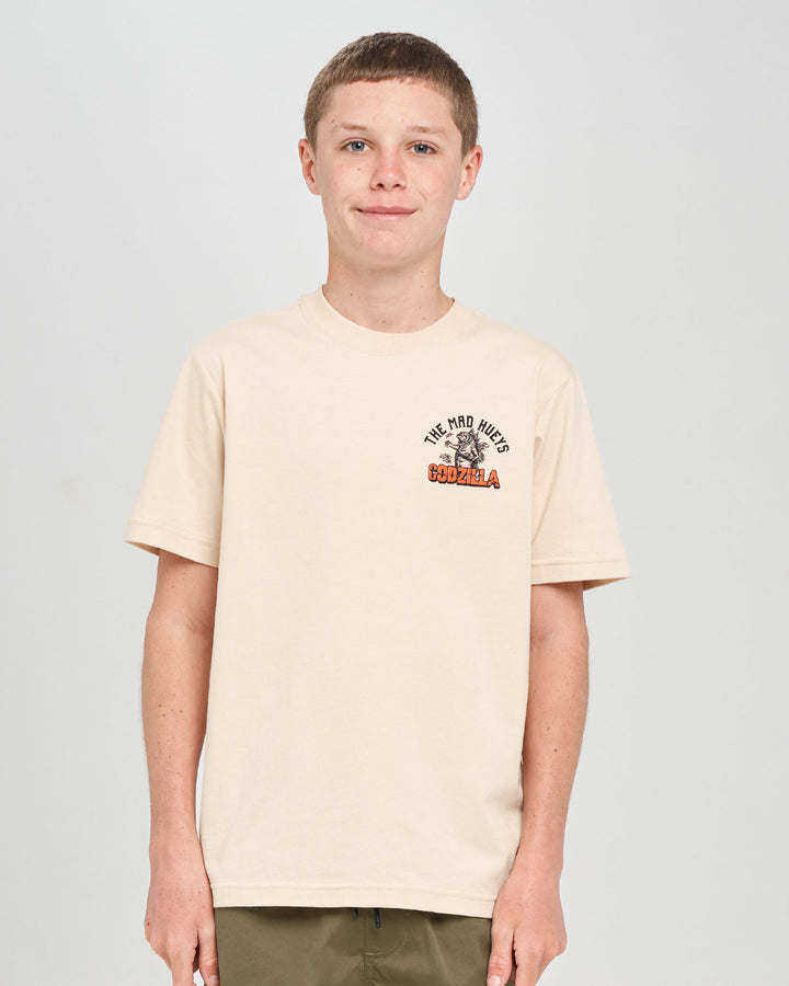 The Mad Hueys Codzilla Forever youth SS T-shirt in Cement, alternate view 2