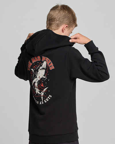 ROUGH AS GUTS | YOUTH HEAVY WEIGHT PULLOVER - BLACK